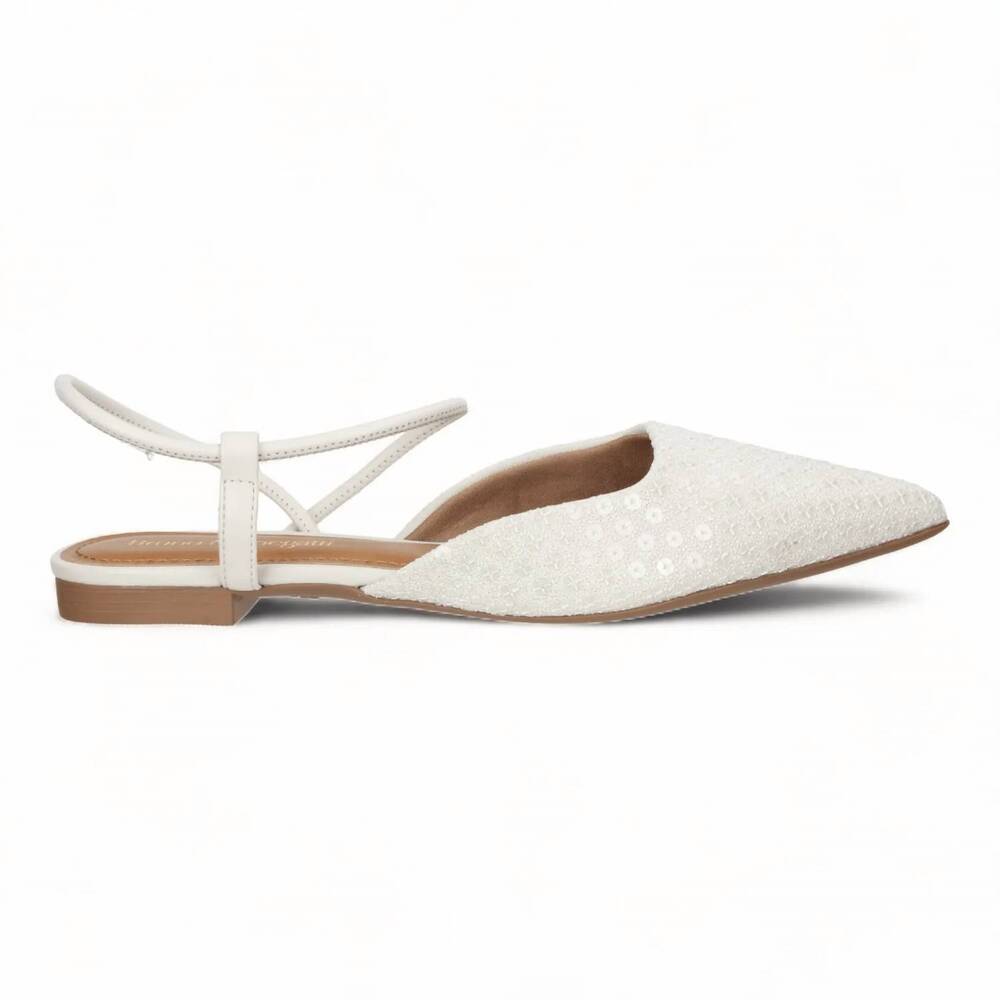 NEW BRUNO MENEGATTI women's chantel embellished flats in off white